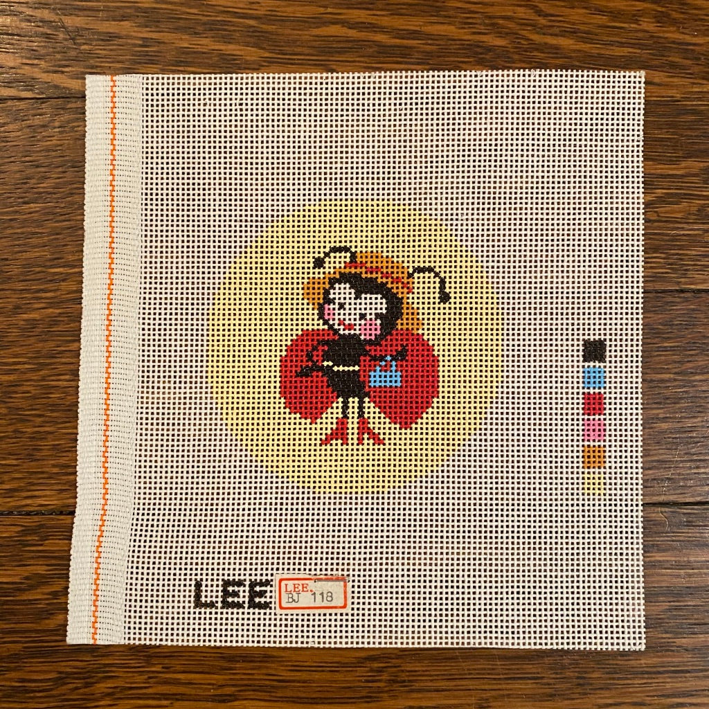 Lady Bug 3" Round Canvas - KC Needlepoint