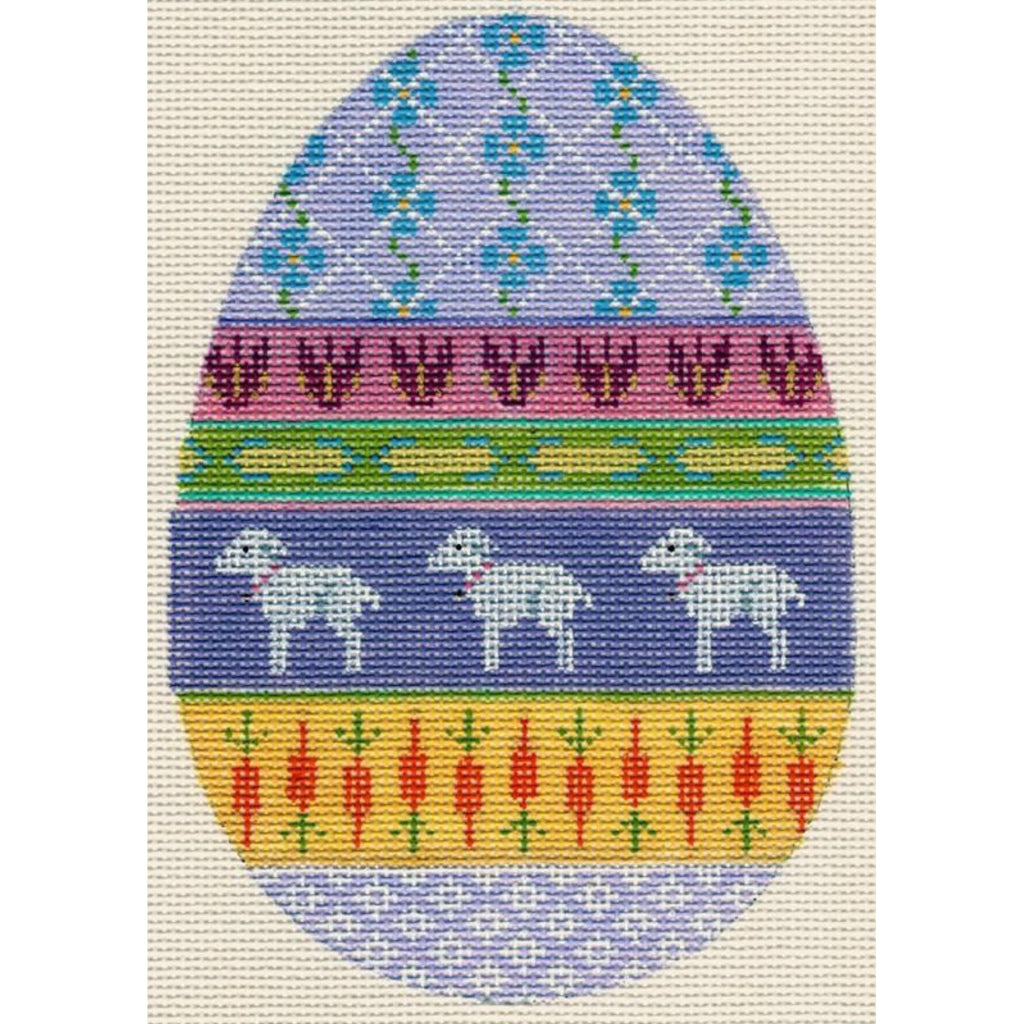 Easter Egg with Lambs Canvas - KC Needlepoint