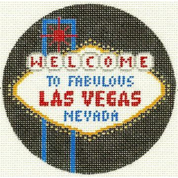 Las Vegas 4 1/4" Travel Round Needlepoint Canvas - KC Needlepoint