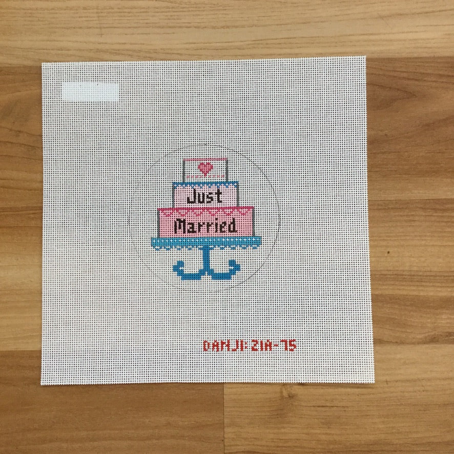 Just Married Cake Canvas - needlepoint