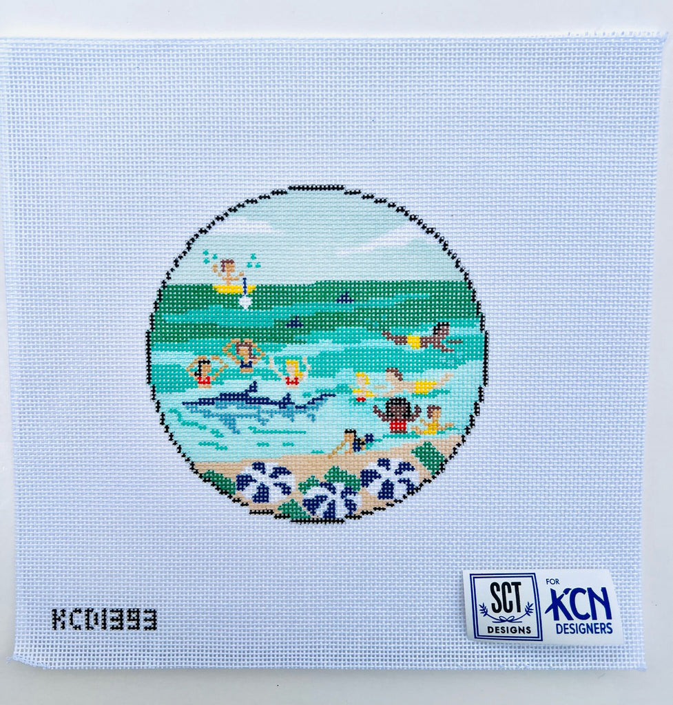 Swimming with Sharks Canvas - KC Needlepoint