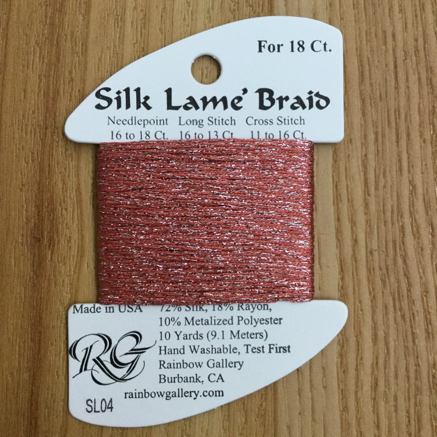 Silk Lamé Braid SL04 Antique Rose - needlepoint