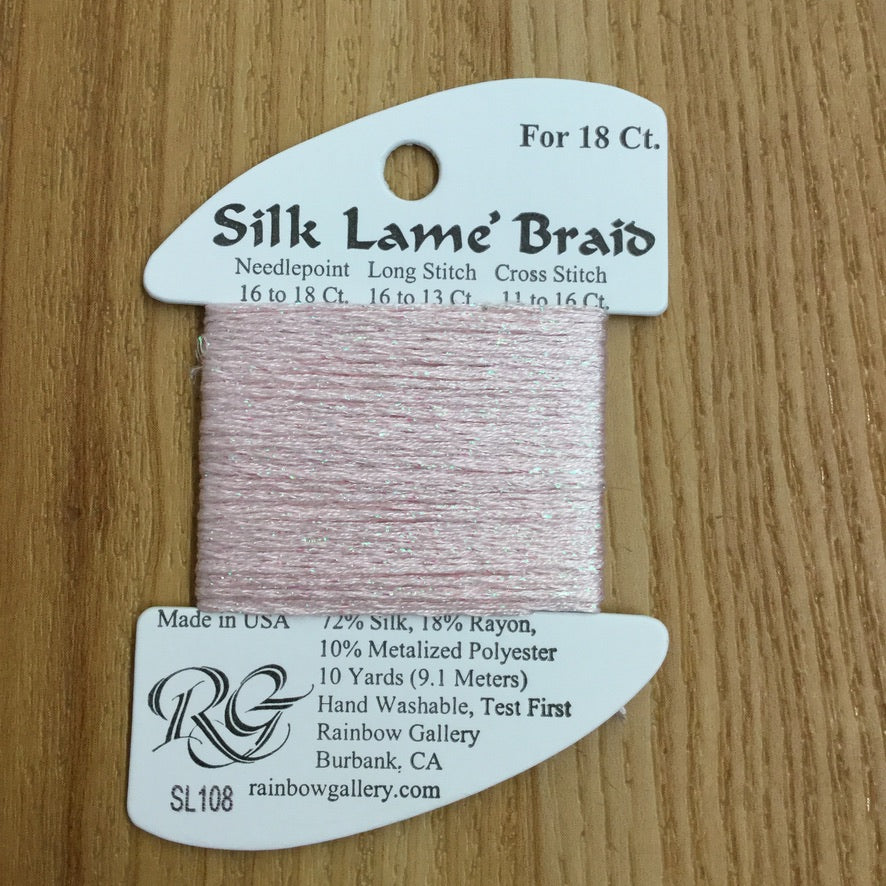 Silk Lamé Braid SL108 Soft Pink - KC Needlepoint
