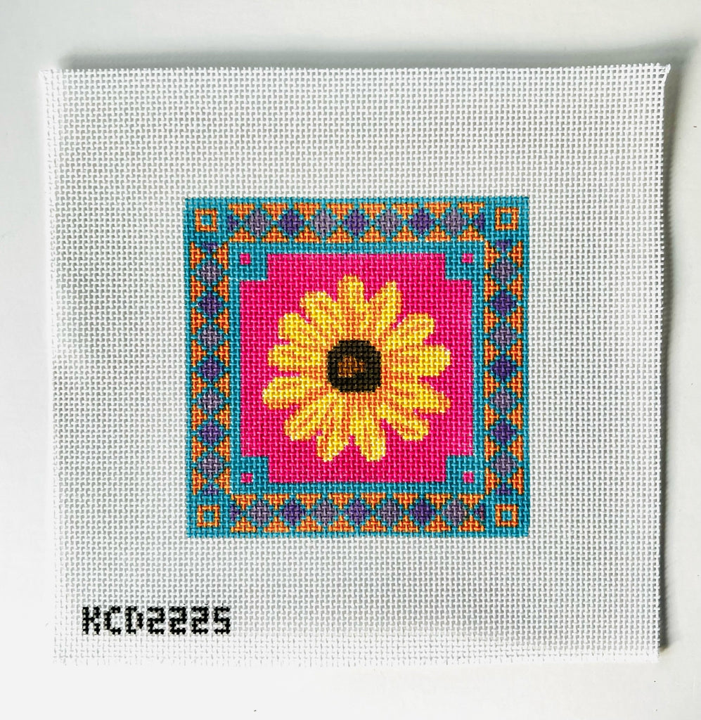 Sunflower on Pink Canvas - KC Needlepoint
