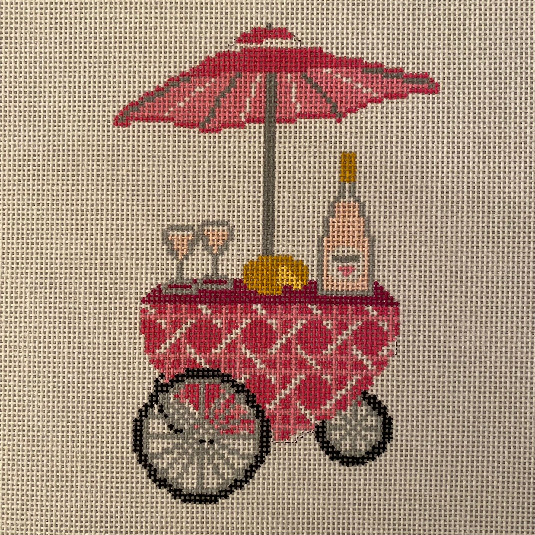 Rosé Cart Canvas - KC Needlepoint