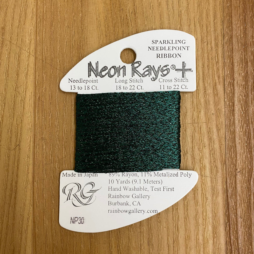 Neon Rays+ NP30 Dark Forest Green - KC Needlepoint