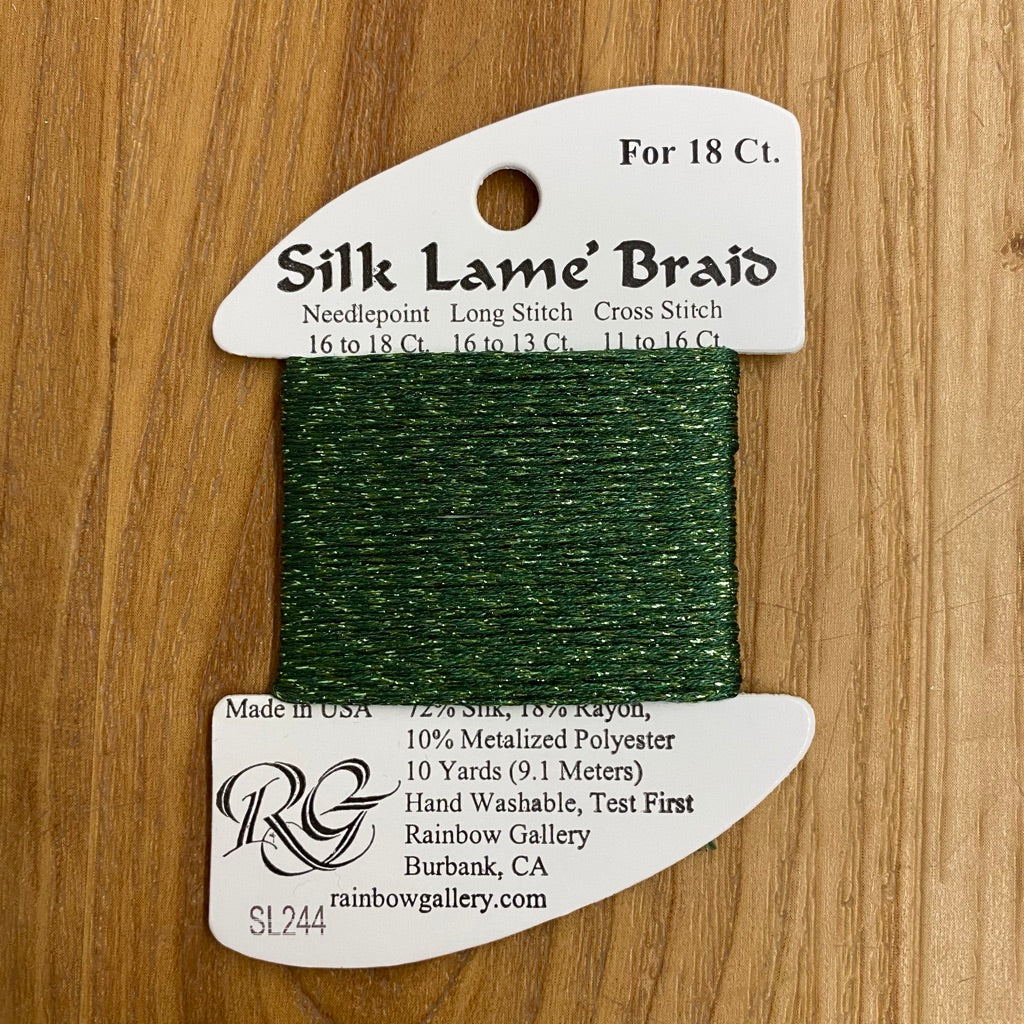 Silk Lamé Braid SL244 Vineyard Green - KC Needlepoint