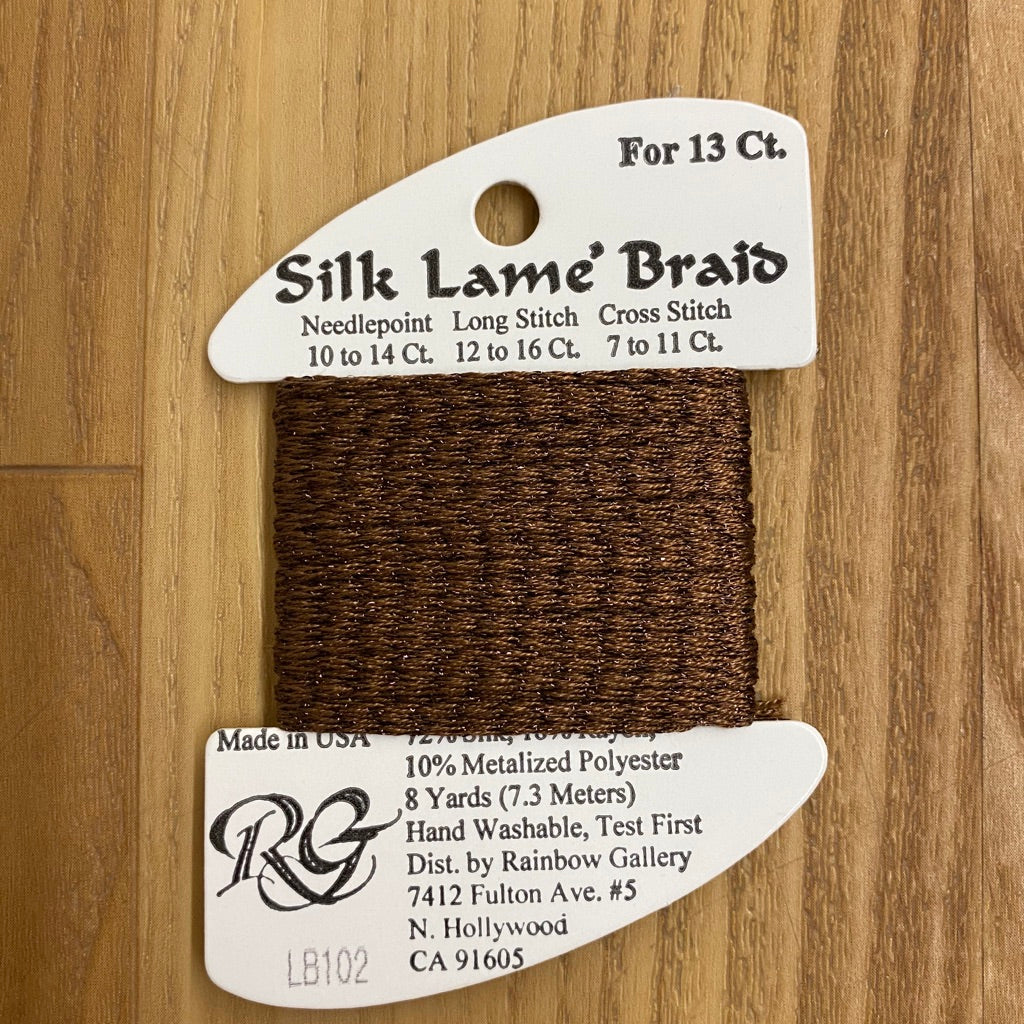 Silk Lamé Braid LB102 Warm Brown - KC Needlepoint