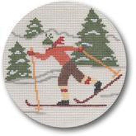 Cross Country Skiier Canvas - KC Needlepoint