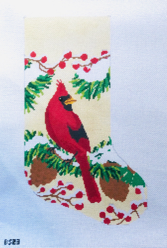 Christmas Cardinal Stocking Canvas - KC Needlepoint