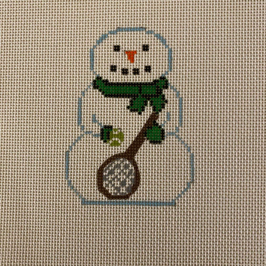 Snowman with Tennis Racquet Canvas - KC Needlepoint