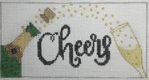 Cheers Champagne Green Canvas - KC Needlepoint