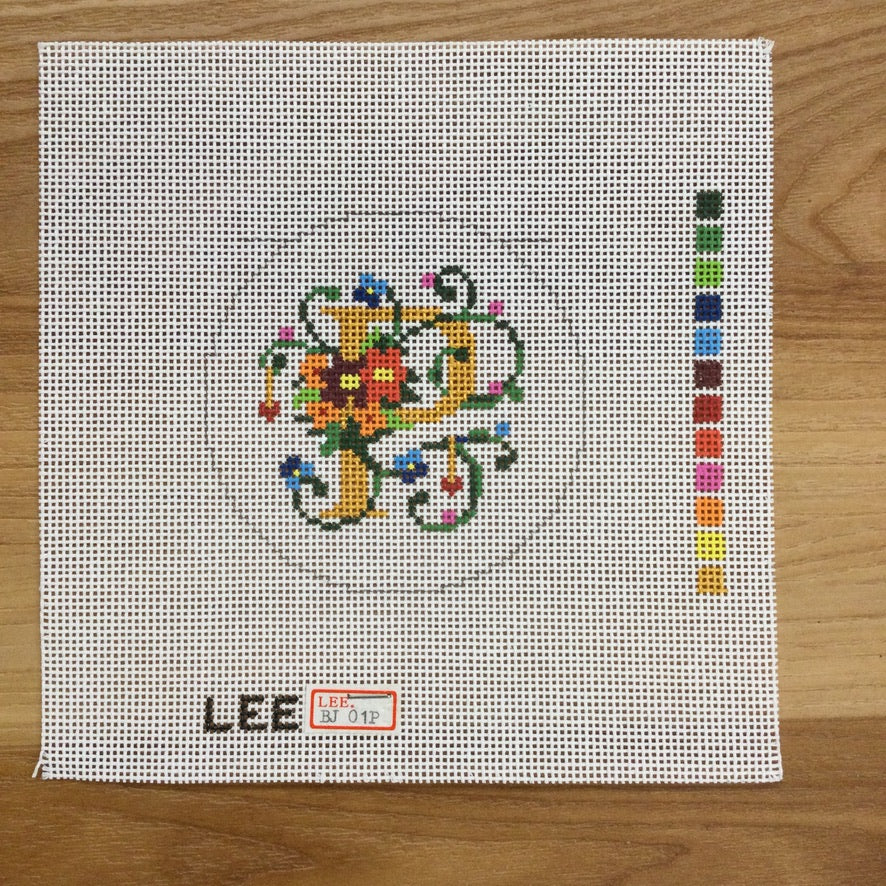 Letter P 3" Round Canvas - needlepoint