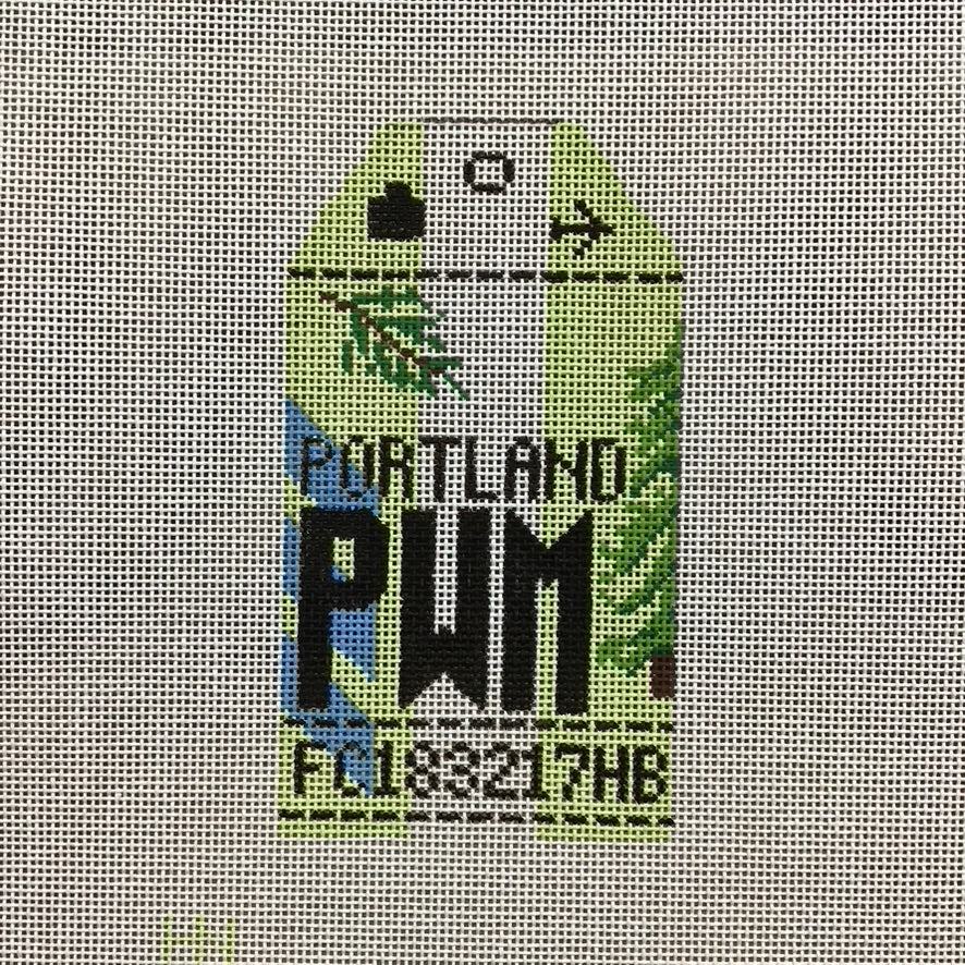Portland, Maine Travel Tag Canvas - KC Needlepoint