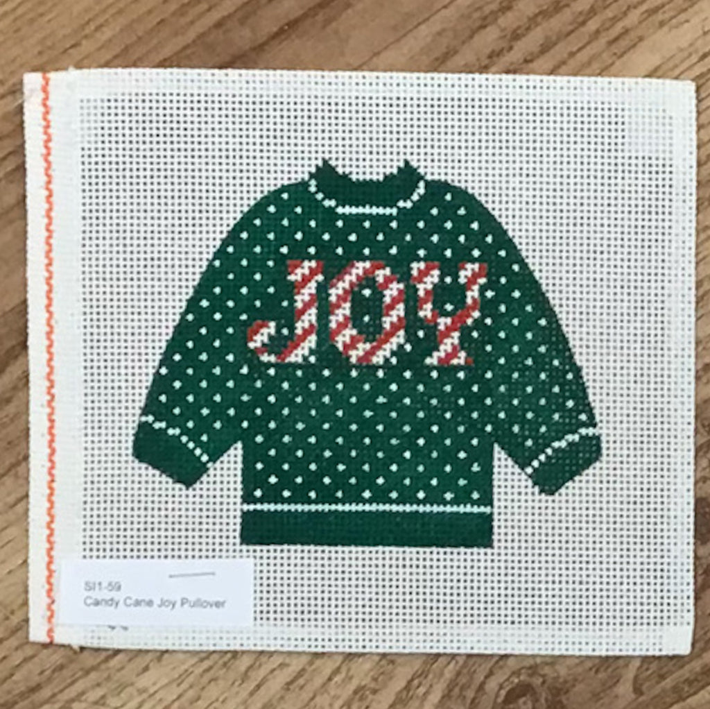 Candy Cane Noel Pullover Sweater Needlepoint Canvas - KC Needlepoint
