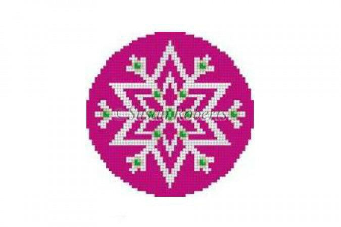 PInk Snowflake Canvas - KC Needlepoint