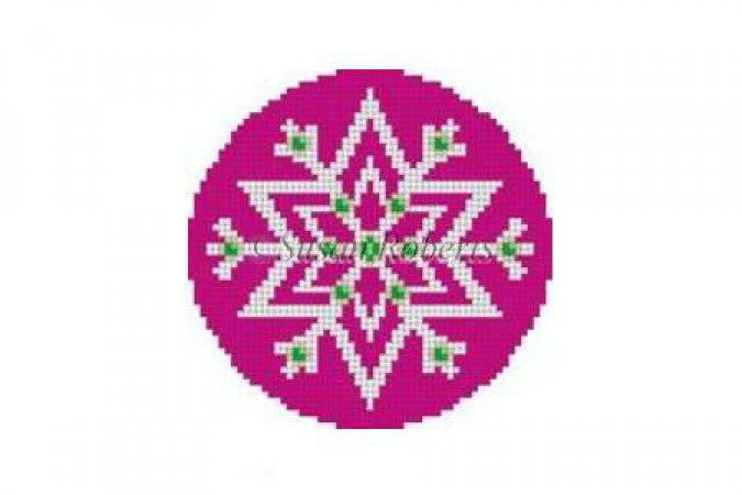 PInk Snowflake Canvas - KC Needlepoint