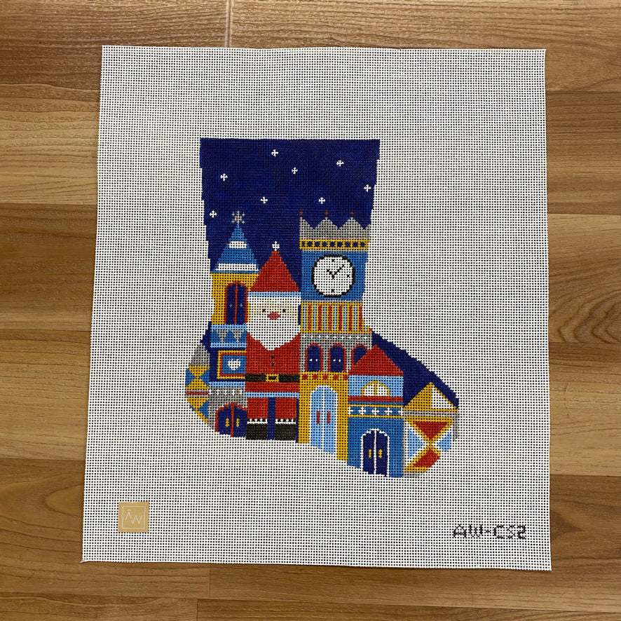 Santa's Castle Stocking Canvas - KC Needlepoint