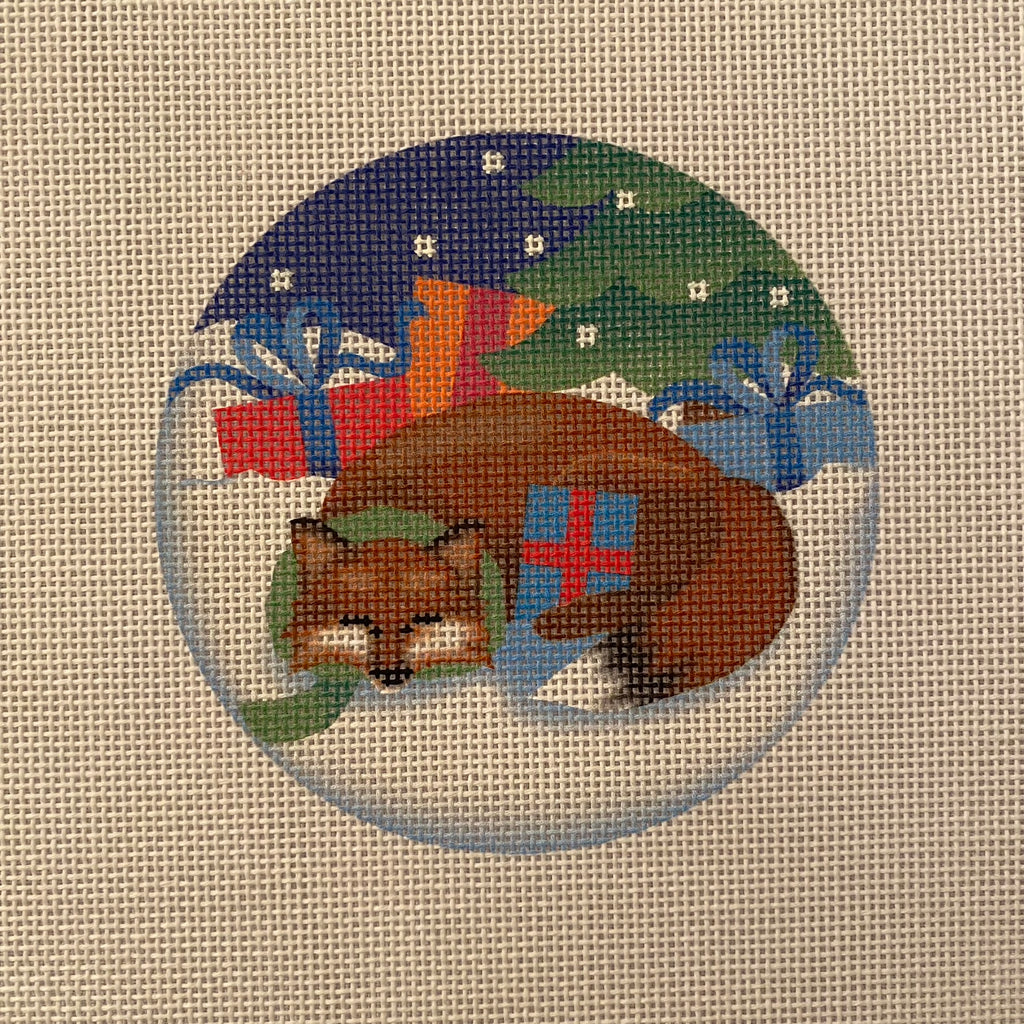 Sleepy Fox Ornament Canvas - KC Needlepoint