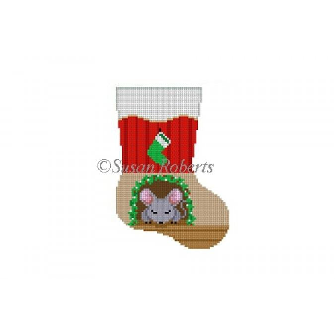 Sleeping Mouse Mini Sock Canvas - KC Needlepoint