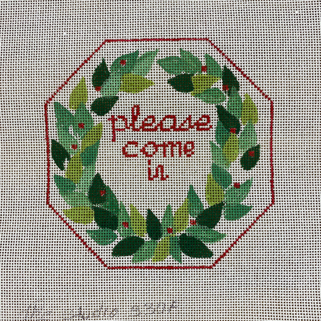 Please Come In Wreath Canvas - KC Needlepoint