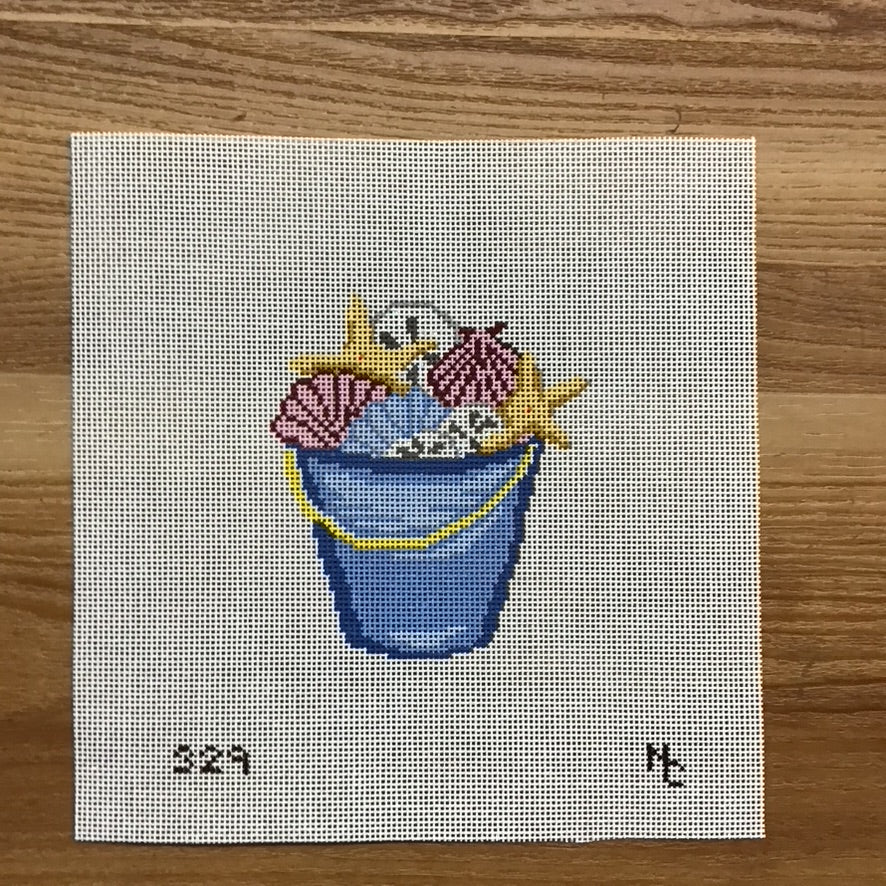 Shell Pattern Needlepoint Bucket of Shells Canvas | KC Needlepoint