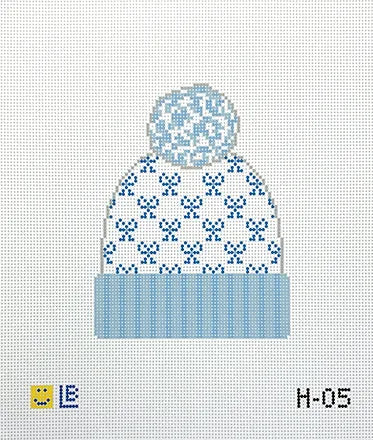 Beanie with Blue Bows Canvas - KC Needlepoint