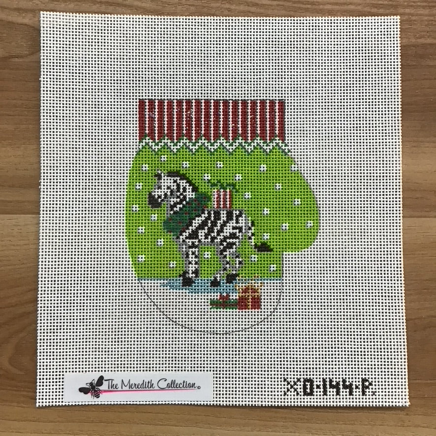 Zebra with Packages Mitten Canvas - KC Needlepoint