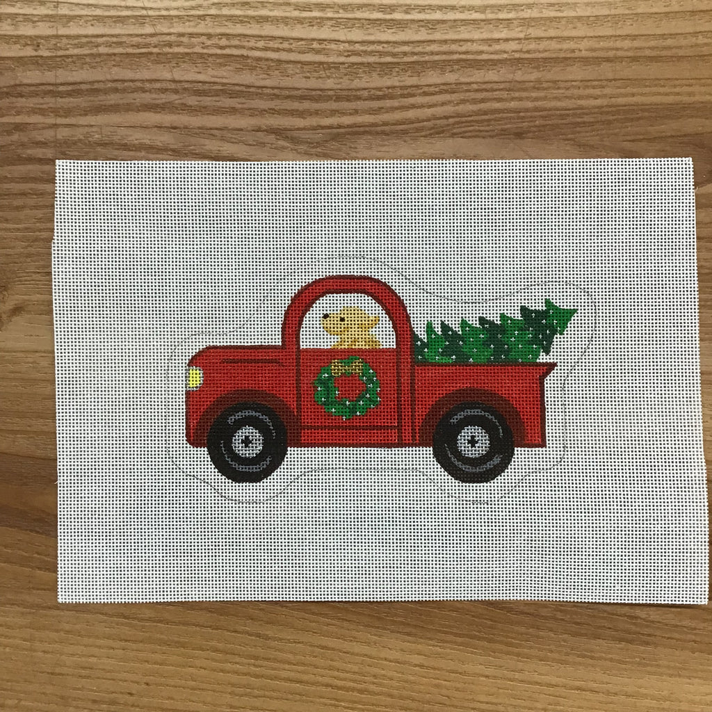 Yellow Lab in Truck Canvas - KC Needlepoint