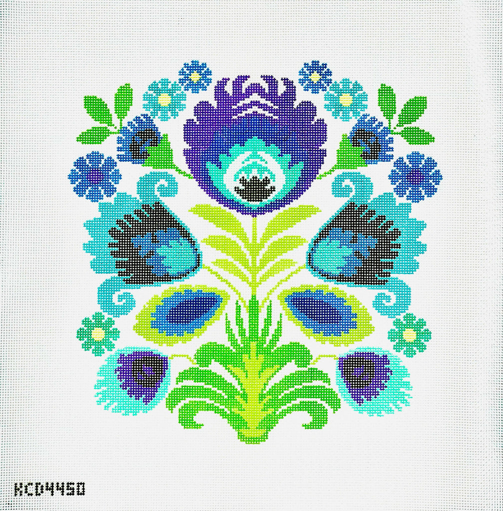Polish Folk Design - Purple Flowers Canvas - KC Needlepoint