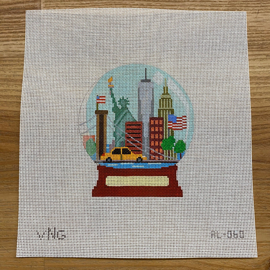 New York Snow Globe Round Canvas - KC Needlepoint