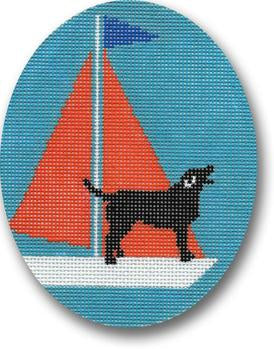 Dog on Sailboat Canvas - KC Needlepoint
