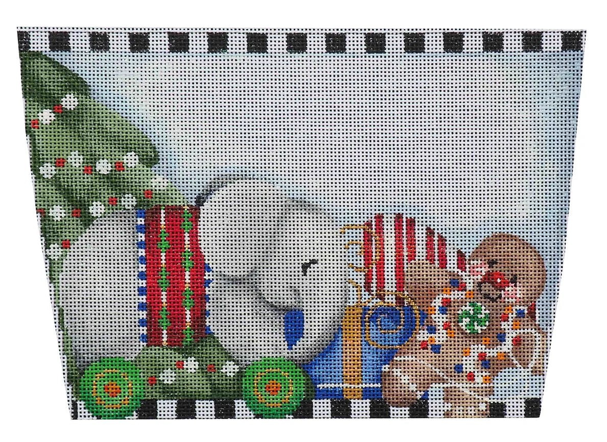 Elephant on Wheels Stocking Topper Canvas - KC Needlepoint
