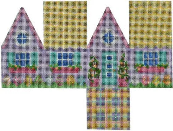 Easter Cottage Yellow Scallop Roof Canvas - KC Needlepoint