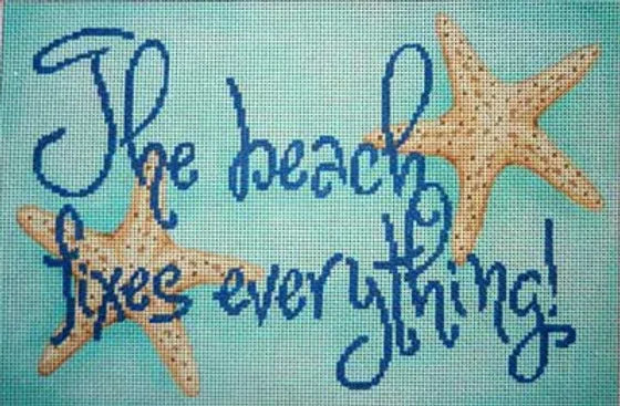 The Beach Fixes Everything Canvas - KC Needlepoint