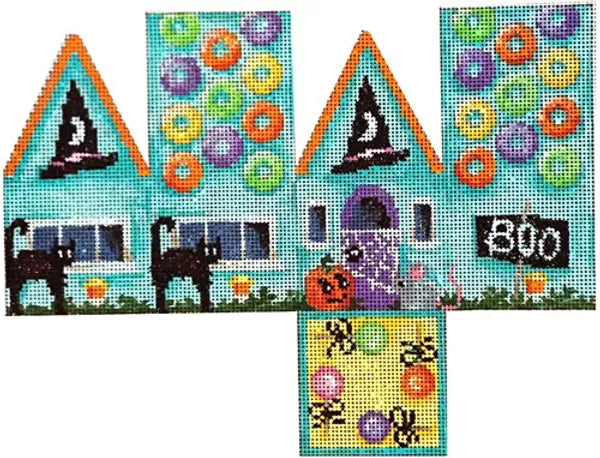 Halloween Cottage with Bats Canvas - KC Needlepoint