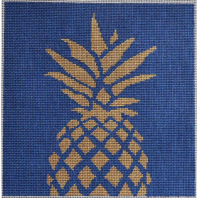 Pineapple on Navy Canvas - KC Needlepoint