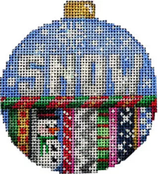 Snow/Stripes Ball Canvas - KC Needlepoint