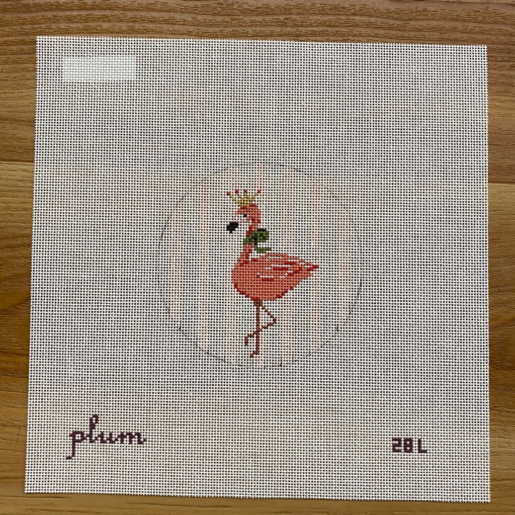 Flamingo Round Canvas - KC Needlepoint