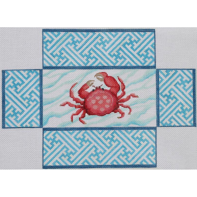 Crab and Chinoiserie Brick Cover Canvas - KC Needlepoint