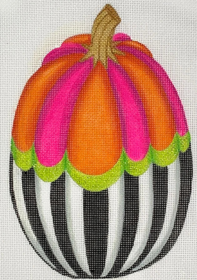 Funky Pumpkin #4 Canvas - KC Needlepoint