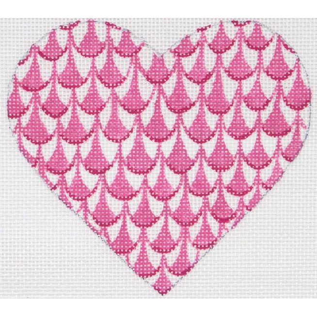 Herend Pink Heart Needlepoint Canvas - KC Needlepoint
