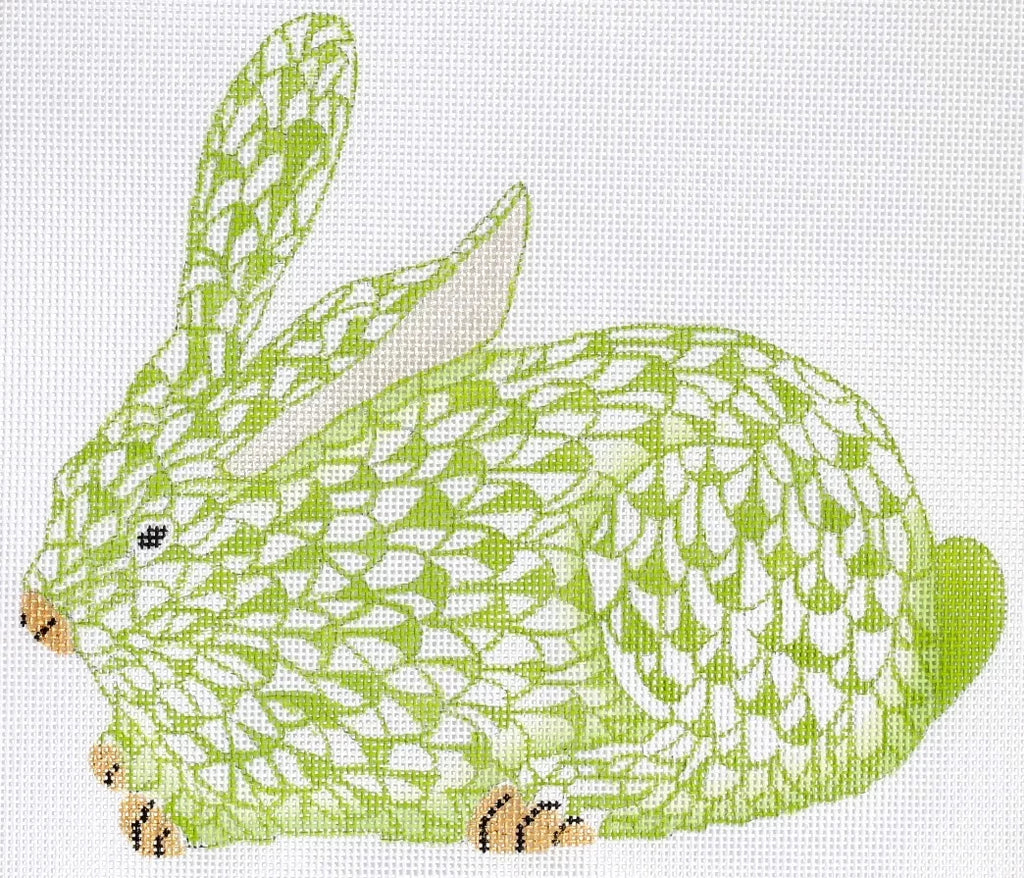 Lime Green Bunny Needlepoint Ornament Canvas D - KC Needlepoint