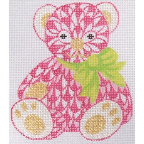 Herend Pink Bear Needlepoint Canvas - KC Needlepoint