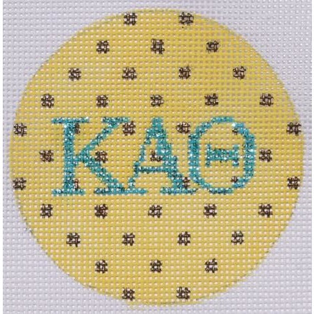 Kappa Alpha Theta  Polka Dot 3" Round Canvas - KC Needlepoint