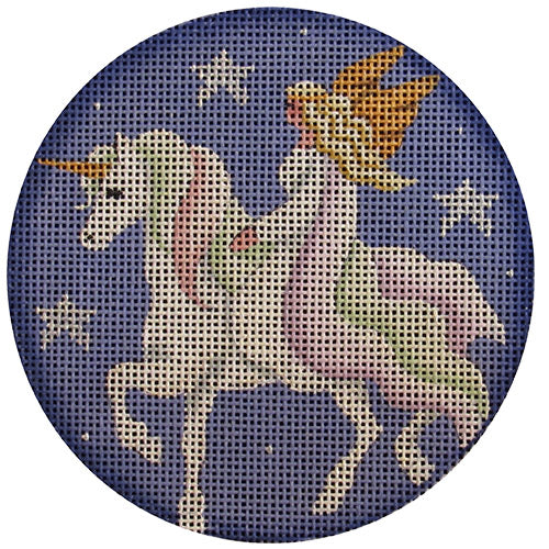 Unicorn Ride Round Canvas - KC Needlepoint