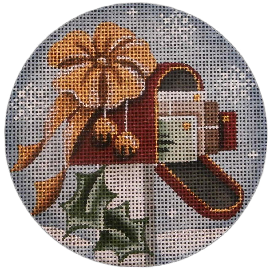 Christmas Mail Round Canvas - KC Needlepoint