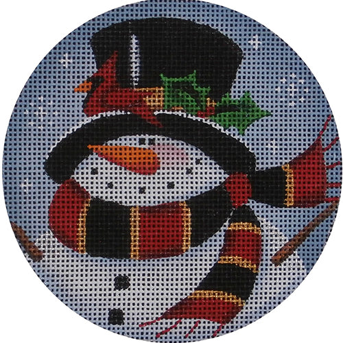 Topper Snowman Round Canvas - KC Needlepoint