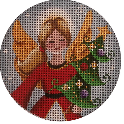 Christmas Angel Round - KC Needlepoint