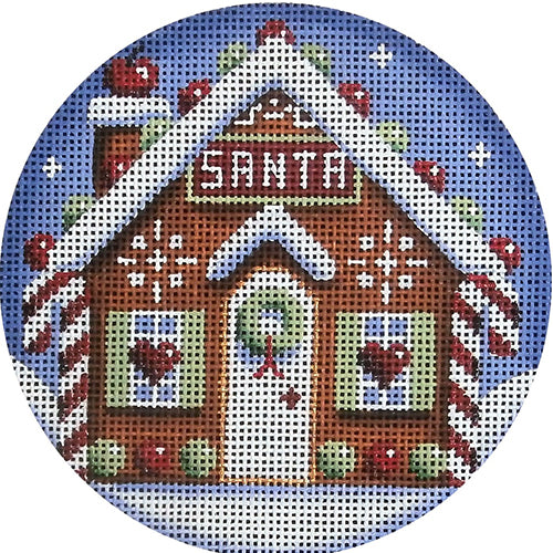 Gingerbread Cottage Round Canvas - KC Needlepoint
